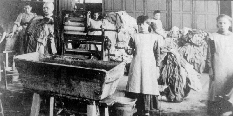 Women and girls at work in the laundry of a Magdalen asylum in Ireland
